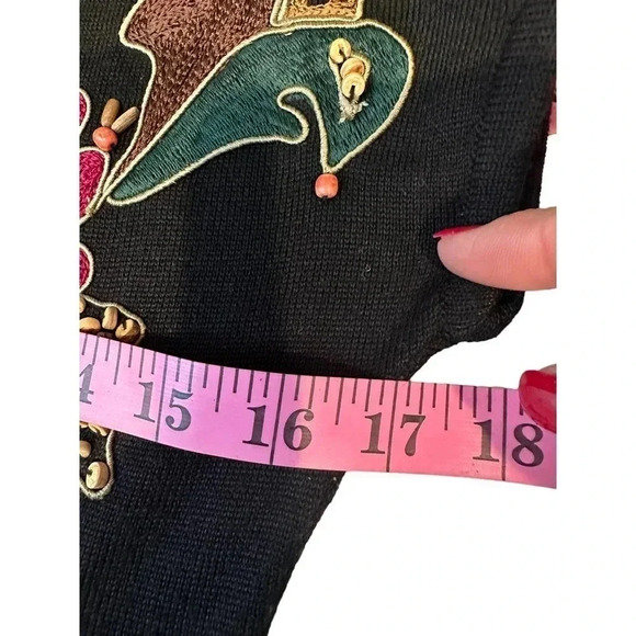 Carole‎ Little Vintage Black Wool Blend Embroidered Button Front Dress Size S - Picture 5 of 6